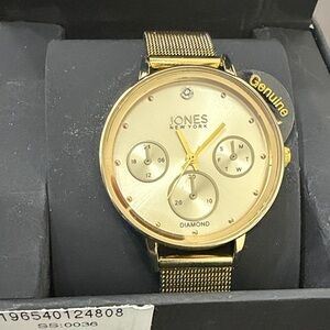 Jones New York Gold Tone Watch with Diamond Accent